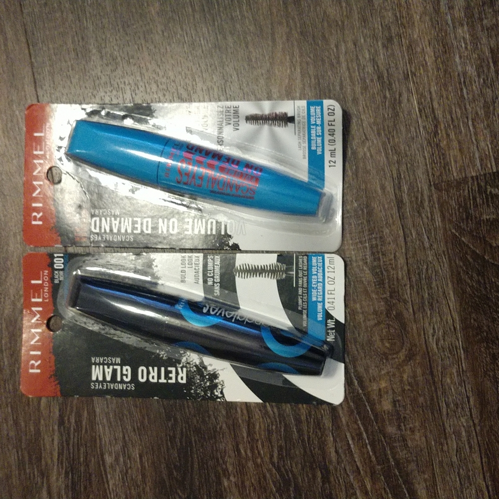 2 New Bundle Rimmel London mascaras volume on demand black, retro glam black